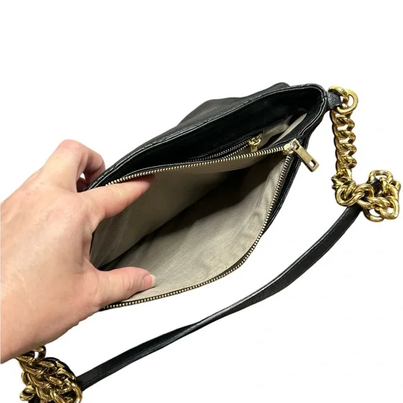 Marc Jacobs Black Quilted Shoulder Bag with Gold Chain